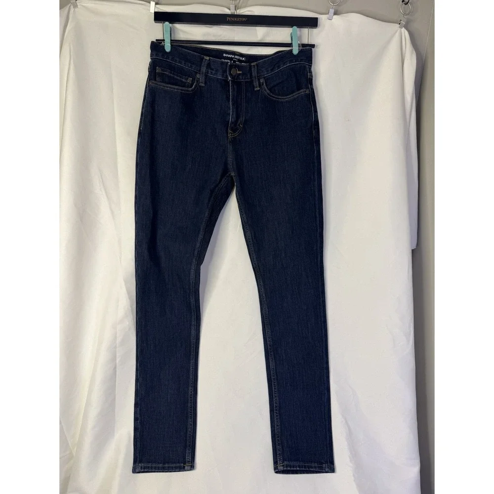 Banana Republic Men's Travel Stretch Skinny Fit Dark Wash Blue Denim Jeans